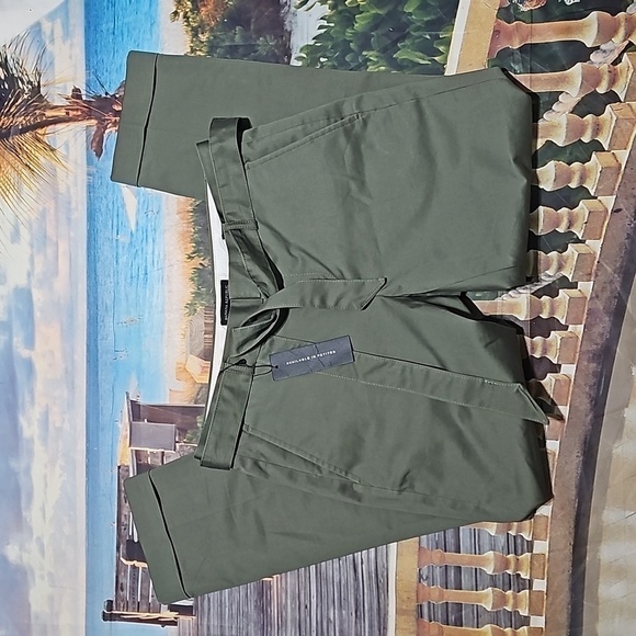 Banana Republic Avery Green Waist Tie Cuffed‎ Pants Size 8 NWT - Picture 2 of 8